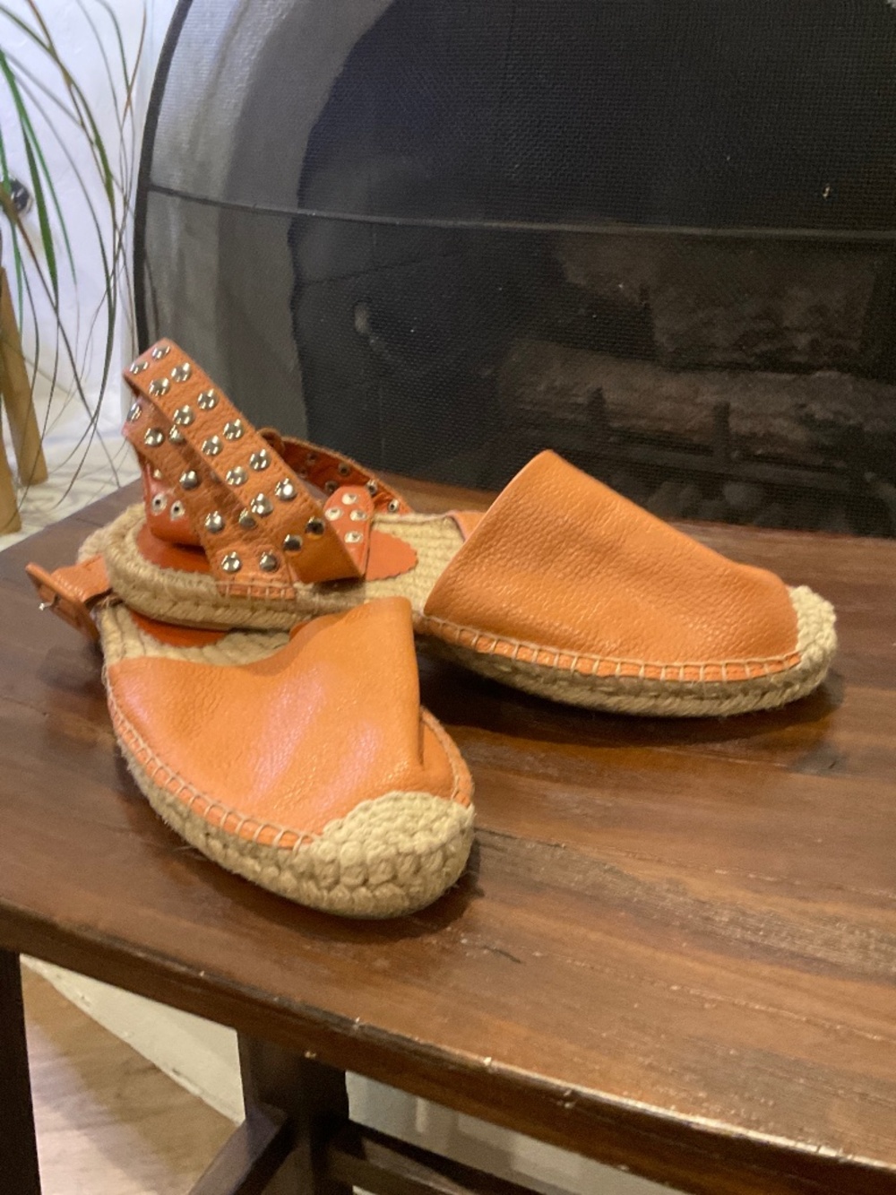 Paula Torres Ava Peach/Tan Leather Espadrilles Size EU 37/ US 6.5/7
